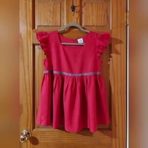 J.Marie Red Ruffle Sleeve Empire Waist Babydoll Blouse Top Size Medium M